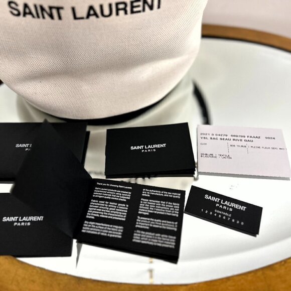 SAINT LAURENT Rive Gauche Bucket Bag in White Linen - Picture 16 of 17